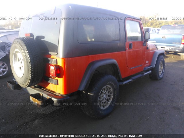 1J4FA44S56P700777 - 2006 JEEP WRANGLER / TJ UNLIMITED ORANGE photo 4