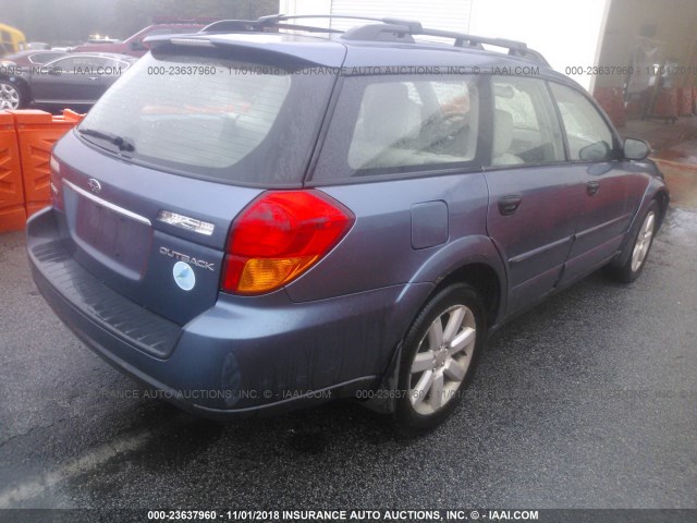 4S4BP61C067307213 - 2006 SUBARU LEGACY OUTBACK 2.5I BLUE photo 4