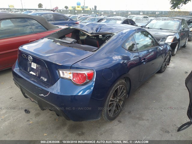 JF1ZNAA17F9701957 - 2015 TOYOTA SCION FR-S BLUE photo 4