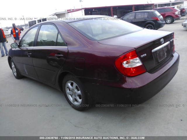 4T1BE32K32U027260 - 2002 TOYOTA CAMRY LE/XLE/SE MAROON photo 3