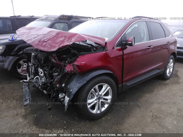 2FMTK3J83FBB91672 - 2015 FORD EDGE SEL RED photo 2