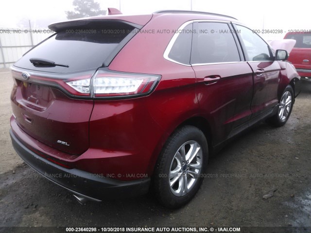 2FMTK3J83FBB91672 - 2015 FORD EDGE SEL RED photo 4