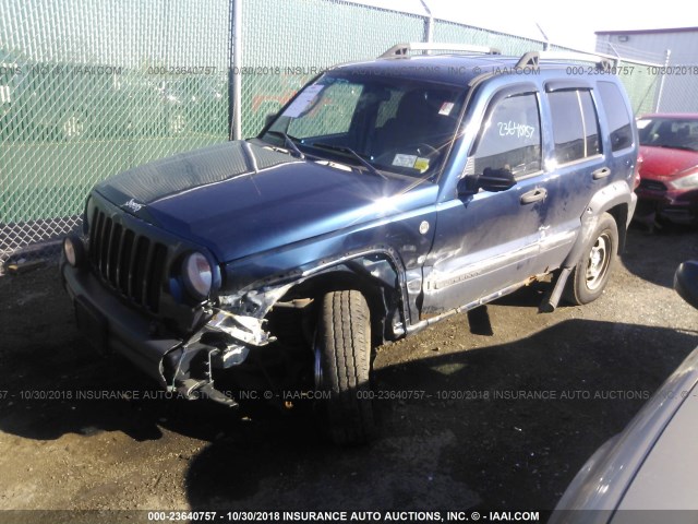 1J4GL38K95W605145 - 2005 JEEP LIBERTY RENEGADE BLUE photo 2