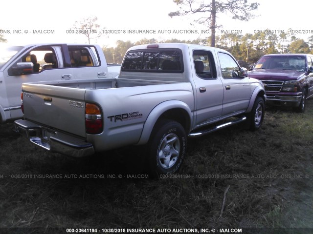 5TEGN92N84Z332853 - 2004 TOYOTA TACOMA DOUBLE CAB PRERUNNER SILVER photo 4