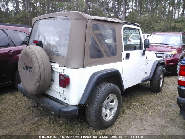 1J4FA49S21P343804 - 2001 JEEP WRANGLER / TJ SPORT WHITE photo 4