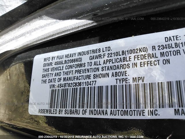 4S4BT62C836110477 - 2003 SUBARU BAJA SPORT BLACK photo 9