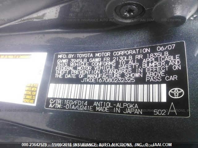 JTKDE167080232325 - 2008 TOYOTA SCION TC 黑色 照片 9
