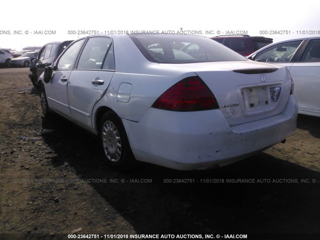 1HGCM56117A211700 - 2007 HONDA ACCORD VALUE WHITE photo 3