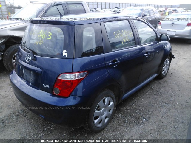 JTKKT604860168718 - 2006 TOYOTA SCION XA BLUE photo 4