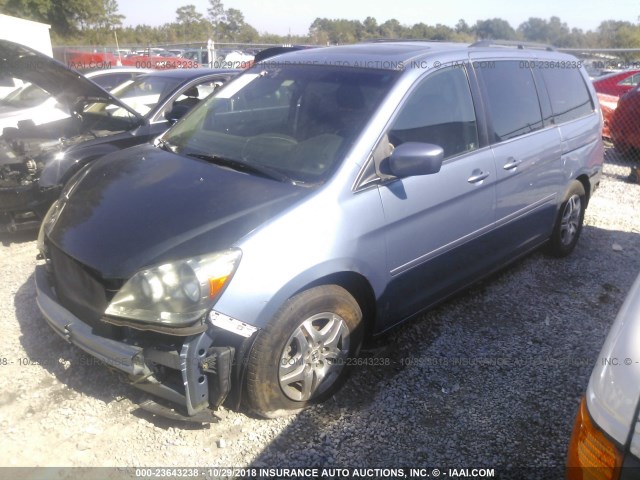 5FNRL38636B015434 - 2006 HONDA ODYSSEY EXL BLUE photo 2