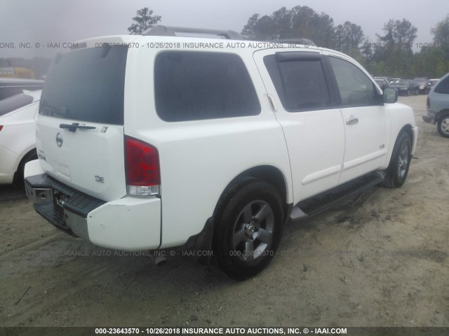 5N1AA08AX5N704050 - 2005 NISSAN ARMADA SE/LE WHITE photo 4