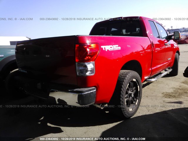 5TBRV54157S451742 - 2007 TOYOTA TUNDRA DOUBLE CAB SR5 RED photo 4