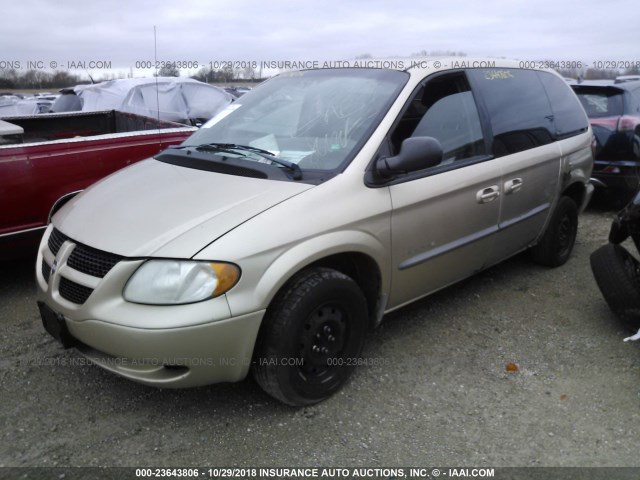 1B4GP453X1B195127 - 2001 DODGE CARAVAN SPORT GOLD photo 2