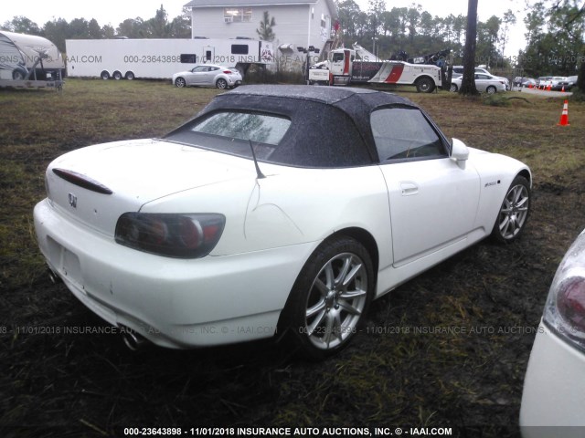 JHMAP214X4T003715 - 2004 HONDA S2000 WHITE photo 4