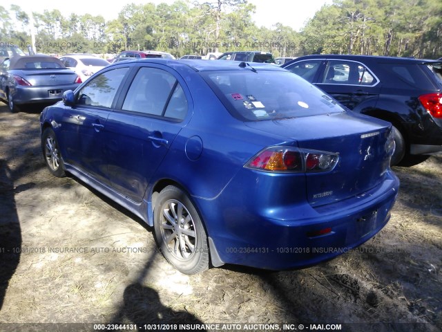 JA32U2FU0AU008496 - 2010 MITSUBISHI LANCER ES/ES SPORT BLUE photo 3