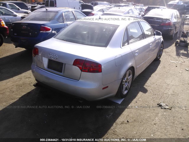 WAUDF78E47A053231 - 2007 AUDI A4 2.0T QUATTRO SILVER photo 4