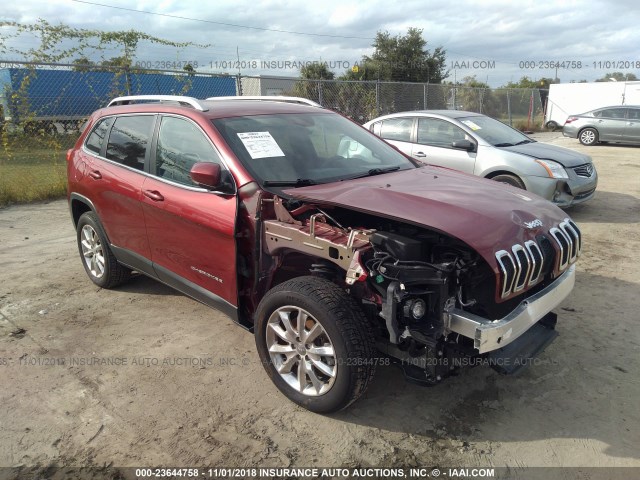 1C4PJMDB9GW239973 - 2016 JEEP CHEROKEE LIMITED RED photo 1