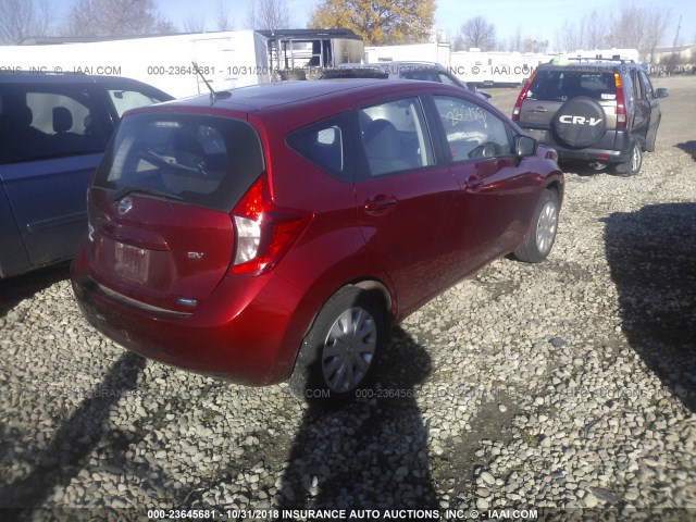 3N1CE2CP9GL391510 - 2016 NISSAN VERSA NOTE S/S PLUS/SV/SL/SR RED photo 4