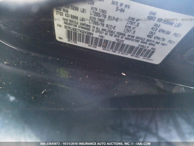3D7KU28C74G243884 - 2004 DODGE RAM 2500 ST/SLT 黑色 照片 9