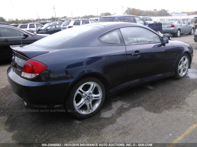 KMHHN65F66U207445 - 2006 HYUNDAI TIBURON GT/SE/GT LIMITED Dark Blue photo 4