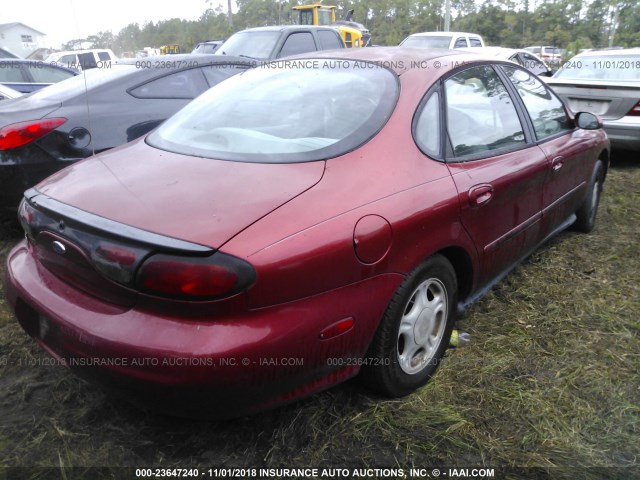 1FAFP52U8WA243454 - 1998 FORD TAURUS LX/SE RED photo 4