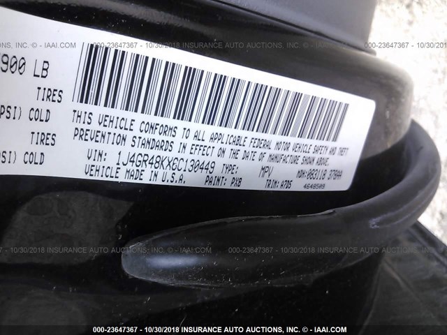 1J4GR48KX6C130449 - 2006 JEEP GRAND CHEROKEE LAREDO/COLUMBIA/FREEDOM 黑色 照片 9