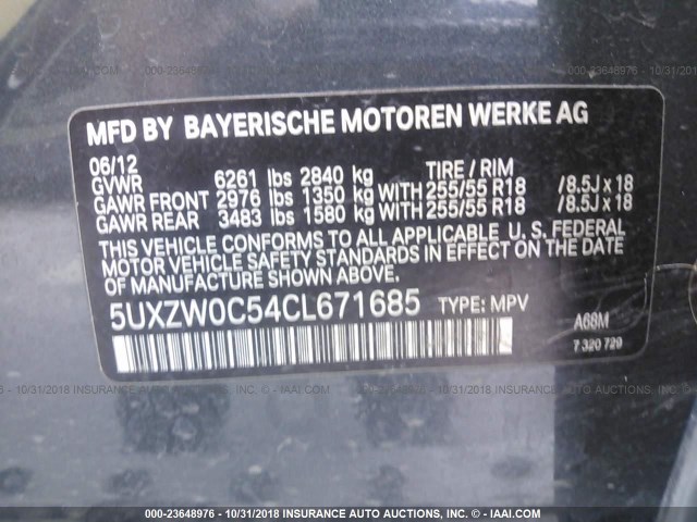 5UXZW0C54CL671685 - 2012 BMW X5 XDRIVE35D Gri fotoğraf 9