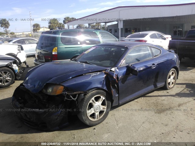 KMHHM65D93U082924 - 2003 HYUNDAI TIBURON BLUE photo 2