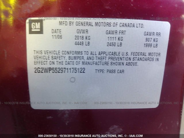 2G2WP552971175122 - 2007 PONTIAC GRAND PRIX წითელი ფოტო 9