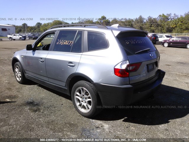 WBXPA734X5WC51427 - 2005 BMW X3 2.5I GRAY photo 3