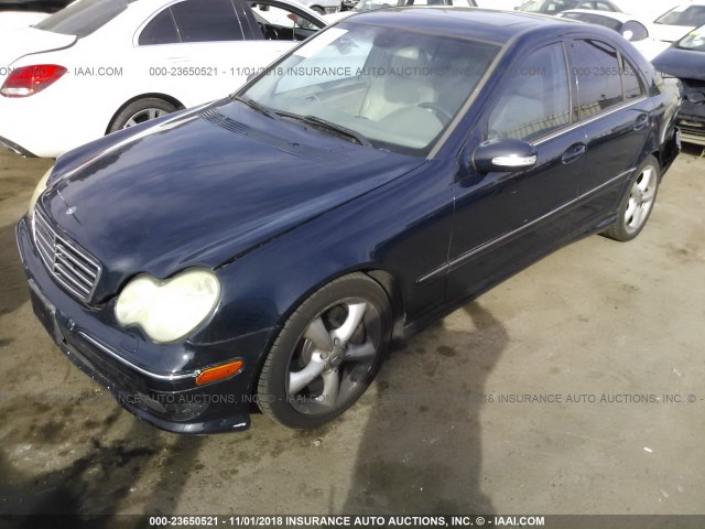 WDBRF40J05F720794 - 2005 MERCEDES-BENZ C 230K SPORT SEDAN BLUE photo 2