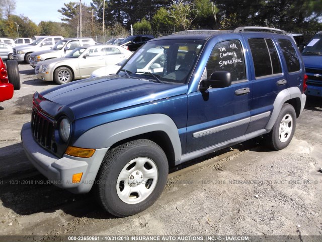 1J4GK48K45W513630 - 2005 JEEP LIBERTY SPORT BLUE photo 2