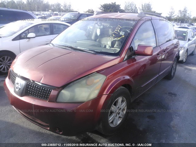 5N1BV28U14N347337 - 2004 NISSAN QUEST S/SE/SL RED photo 2