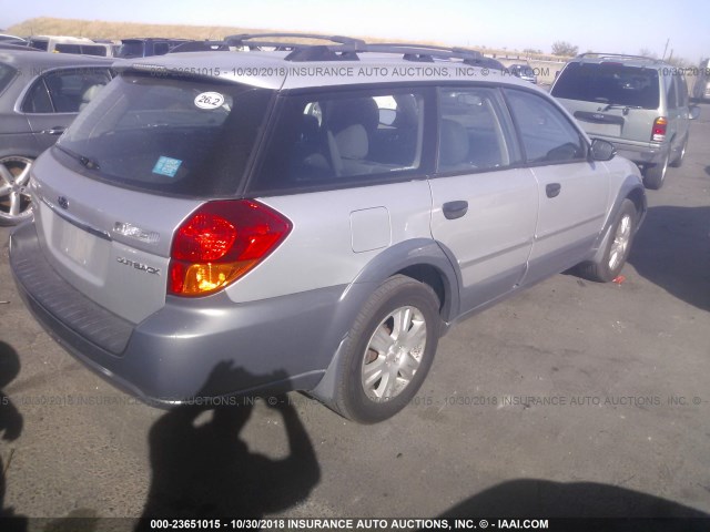 4S4BP61C257336890 - 2005 SUBARU LEGACY OUTBACK 2.5I SILVER photo 4