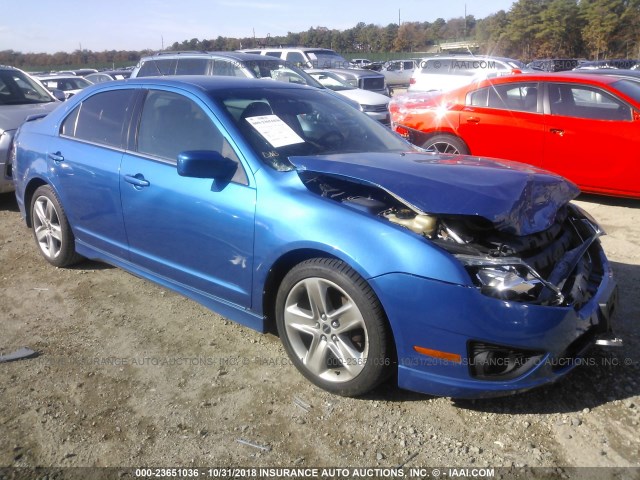 3FAHP0KC9BR216850 - 2011 FORD FUSION SPORT BLUE photo 1