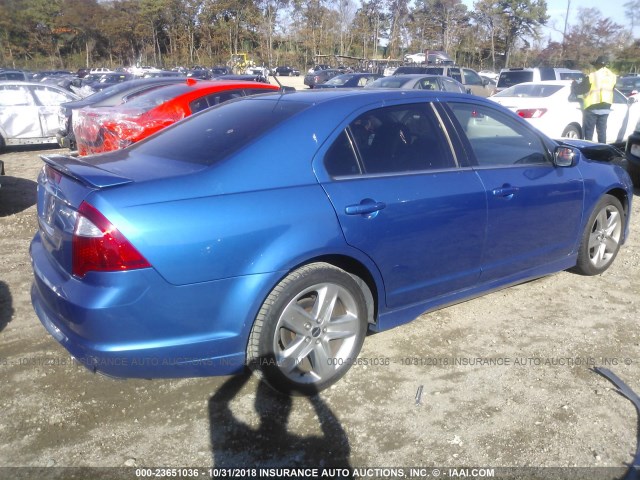 3FAHP0KC9BR216850 - 2011 FORD FUSION SPORT BLUE photo 4