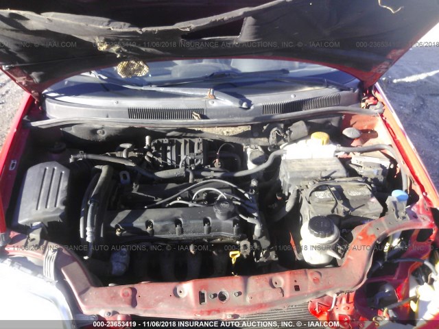 KL1TD666X6B552111 - 2006 CHEVROLET AVEO LS RED photo 10