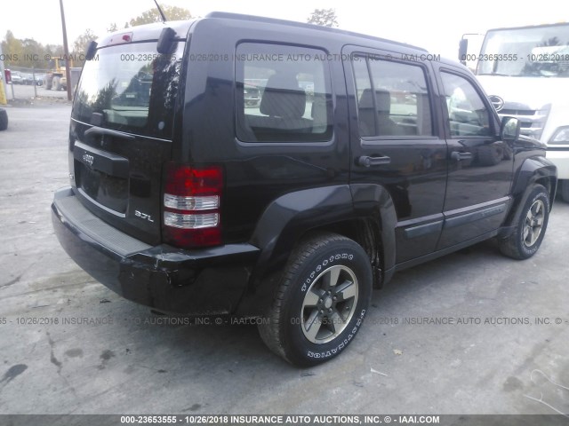 1J8GN28K68W247607 - 2008 JEEP LIBERTY SPORT BLACK photo 4