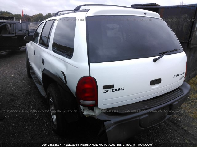 1D4HS38N63F502529 - 2003 DODGE DURANGO SPORT WHITE photo 3