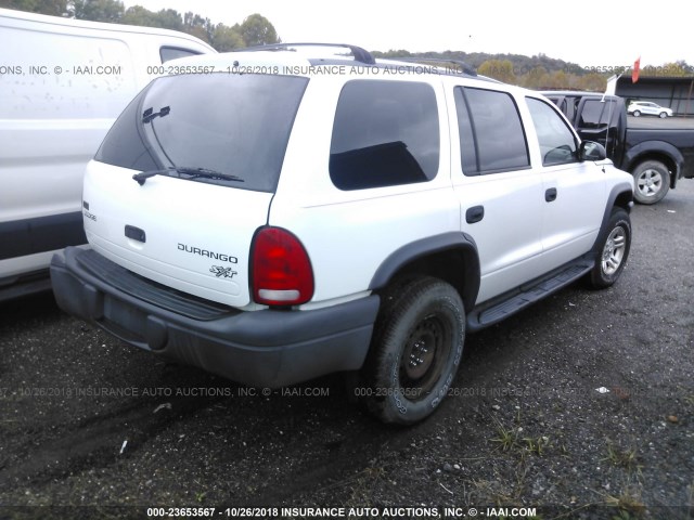 1D4HS38N63F502529 - 2003 DODGE DURANGO SPORT WHITE photo 4