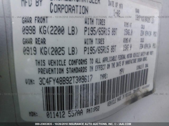 3C4FY48B92T309617 - 2002 CHRYSLER PT CRUISER CLASSIC 银色 照片 9