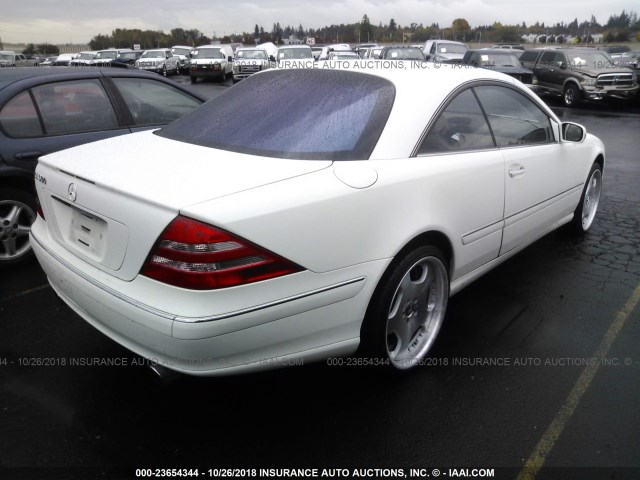 WDBPJ75J22A021840 - 2002 MERCEDES-BENZ CL 500 WHITE photo 4