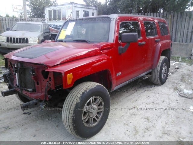 5GTDN13E978186870 - 2007 HUMMER H3 RED photo 2