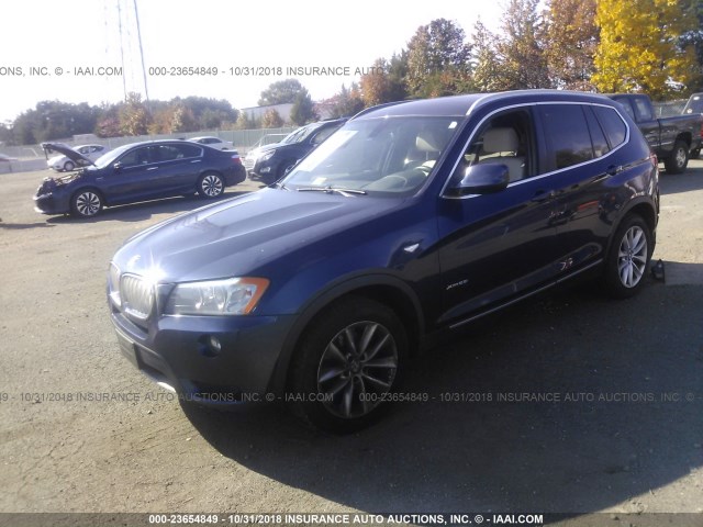 5UXWX9C57D0A15703 - 2013 BMW X3 XDRIVE28I BLUE photo 2