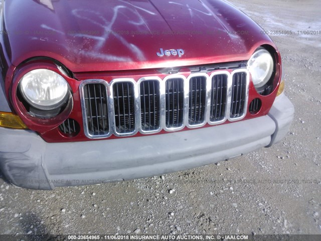 1J4GK48K05W707281 - 2005 JEEP LIBERTY SPORT RED photo 6