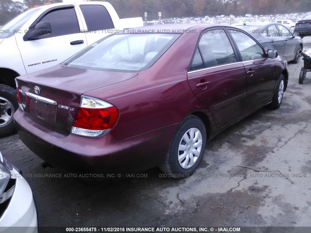 4T1BE32K75U406959 - 2005 TOYOTA CAMRY LE/XLE/SE RED photo 4