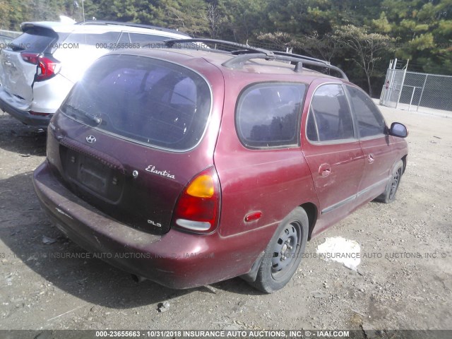 KMHJW34M7VU093791 - 1997 HYUNDAI ELANTRA GLS BURGUNDY photo 4