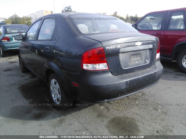 KL1TD52685B299370 - 2005 CHEVROLET AVEO LS BLACK photo 3