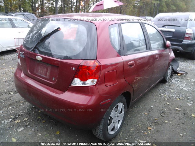 KL1TD66618B099953 - 2008 CHEVROLET AVEO LS RED photo 4