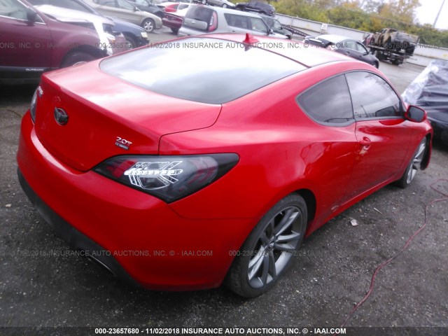 KMHHT6KD6AU042630 - 2010 HYUNDAI GENESIS COUPE 2.0T RED photo 4